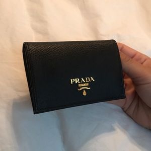 PRADA black leather card holder
